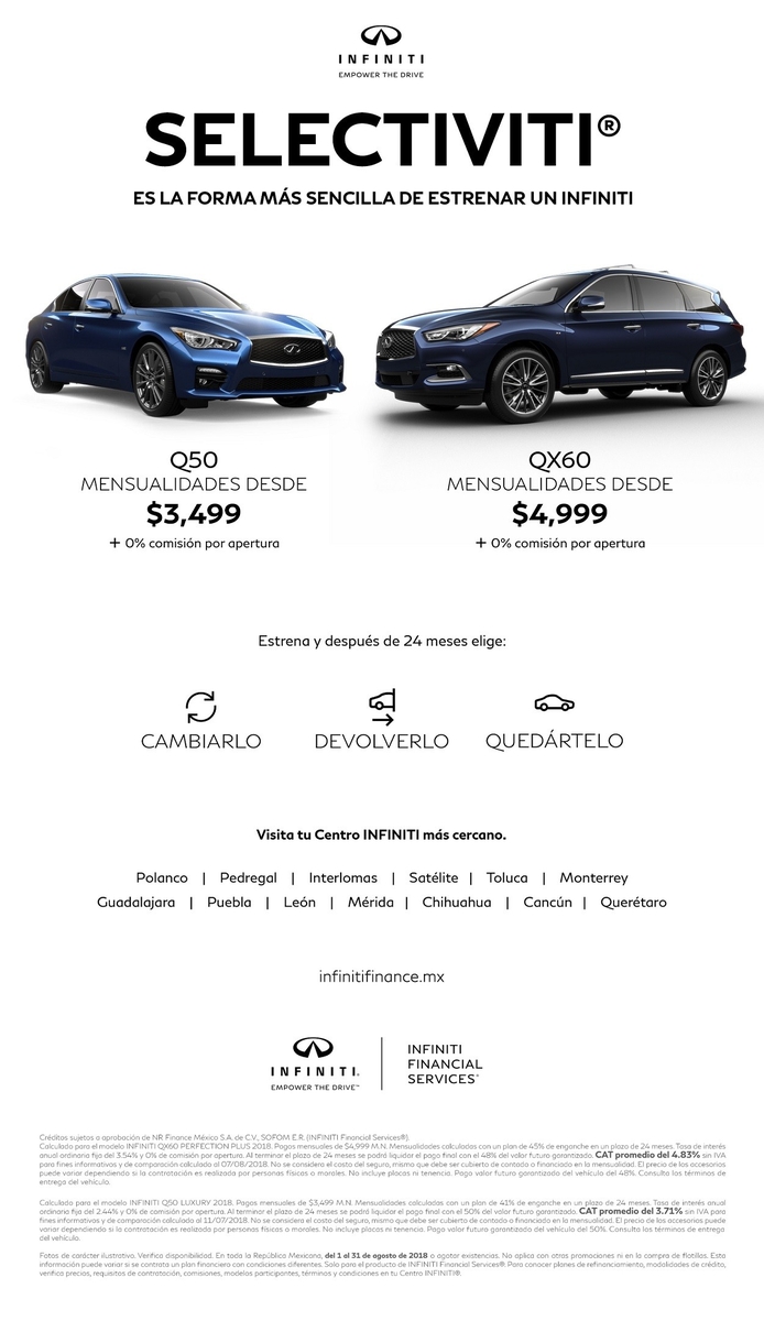 INFINITI Financial Services: la forma más sencilla de estrenar