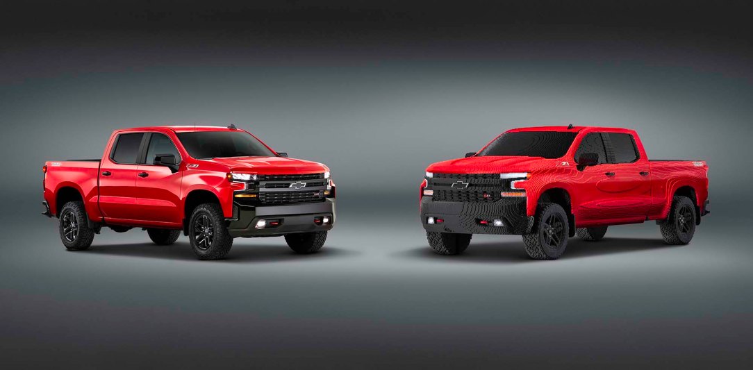 The LEGO® Silverado is a full-size replica of the all-new 2019
